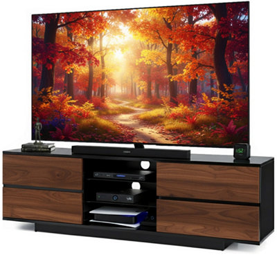 Homeology Avitus Premium High Gloss Black With 4-Walnut Drawers And 2 Shelves Up To 65" Led/oled/lcd Tv Cabinet from B&Q