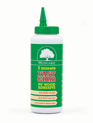 Wudcare Fast Grab 5 Minute Pu Wood Adhesive 1L from B&Q