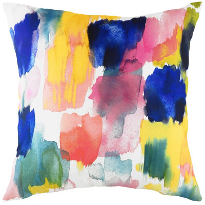 B&Q -  Aquarelle Brushstrokes Abstract Hand-Painted Watercolour Printed Polyester Filled Cushion