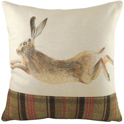 Evans Lichfield Hunter Leaping Hare Printed Feather Filled Cushion from B&Q