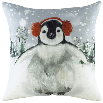 Evans Lichfield Snowy Penguin Printed Feather Filled Cushion from B&Q