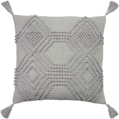 Furn. Halmo Woven Tasselled Polyester Filled Cushion from B&Q