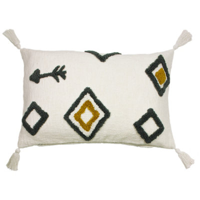 Furn. Inka Tufted 100% Cotton Feather Filled Cushion from B&Q