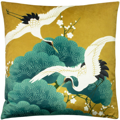 Paoletti Kensho Botanical Velvet Feather Filled Cushion from B&Q
