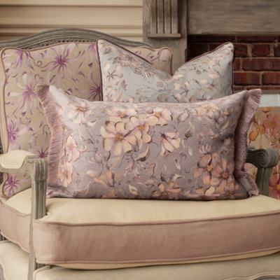 Voyage Maison Voyage Daphne Printed Ruche Fringe Feather Filled CushionViola40 X 60Cm from B&Q