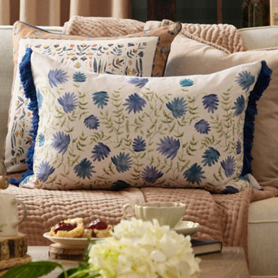 Voyage Maison Voyage Elai Printed Ruche Fringe Feather Filled CushionDenim40 X 60Cm from B&Q