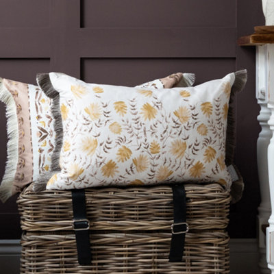 Voyage Maison Voyage Elai Printed Ruche Fringe Feather Filled CushionStone40 X 60Cm from B&Q