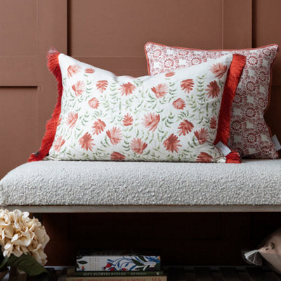 Voyage Maison Voyage Elai Printed Ruche Fringe Feather Filled CushionTerracotta40 X 60Cm from B&Q