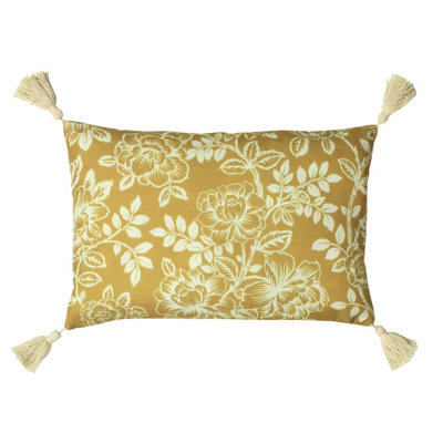 Paoletti Somerton Floral Tasselled Polyester Filled Cushion from B&Q