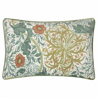 Morris & Co Seaweed Printed Velvet Feather Rich Cushion from B&Q