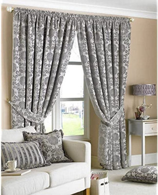 Homespace Direct Ltd Hanover Chenille Damask Fully Lined Pencil Pleat Curtains from B&Q