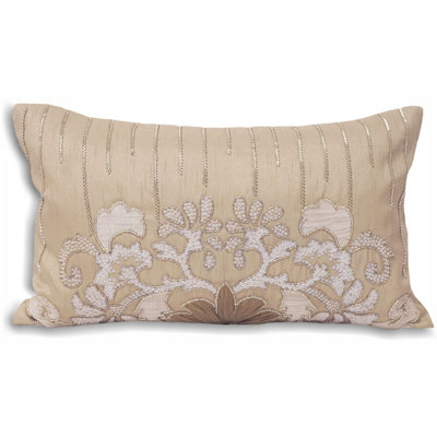 Paoletti Genevieve Embroidered Feather Filled Cushion from B&Q