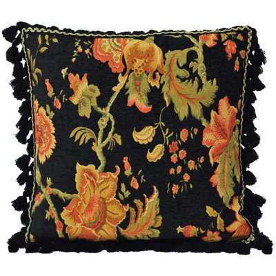 B&Q -  Fairvale Floral Tasselled Feather Filled Cushion