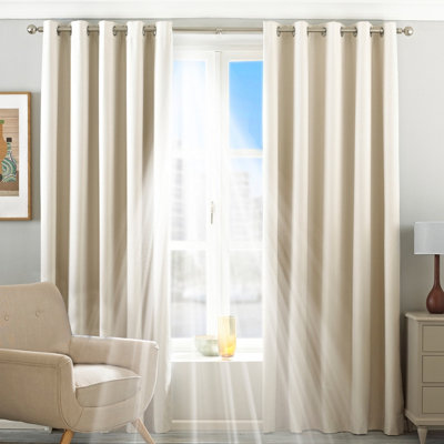 B&Q -  Thermal Blackout Eyelet Curtain Pair Ivory (W)117Cm X (D)137Cm