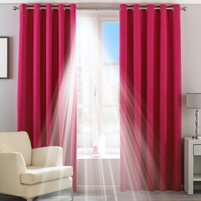 B&Q -  Thermal Blackout Eyelet Curtain Pair Pink (W)229Cm X (D)137Cm