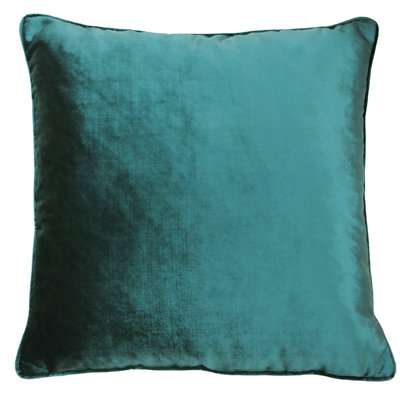 Paoletti Luxe Velvet Piped Feather Filled Cushion from B&Q