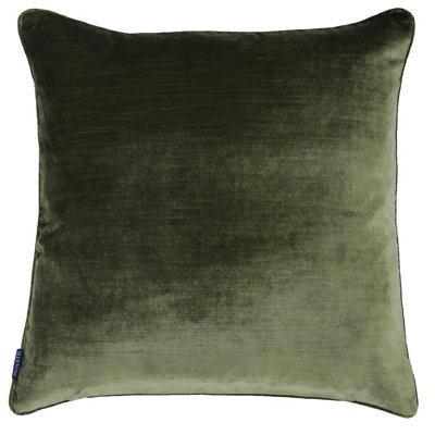 Paoletti Luxe Velvet Piped Feather Filled Cushion from B&Q