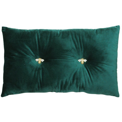 B&Q -  Bumble Bee Buttoned Velvet Ready Filled Cushion