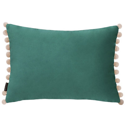 Paoletti Fiesta Velvet Pom Pom Feather Filled Cushion from B&Q