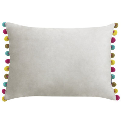 Paoletti Fiesta Velvet Pom Pom Feather Filled Cushion from B&Q