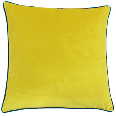 Paoletti Meridian Velvet Piped Polyester Filled Cushion from B&Q
