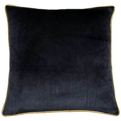 Paoletti Meridian Velvet Piped Polyester Filled Cushion from B&Q
