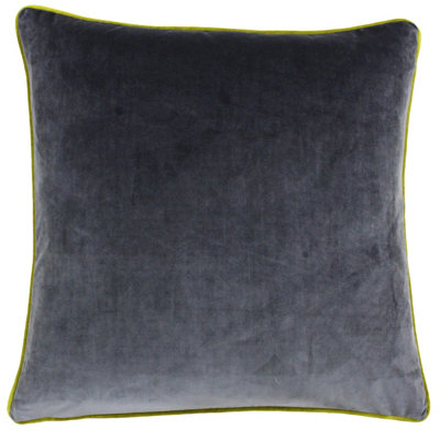 Paoletti Meridian Velvet Piped Polyester Filled Cushion from B&Q