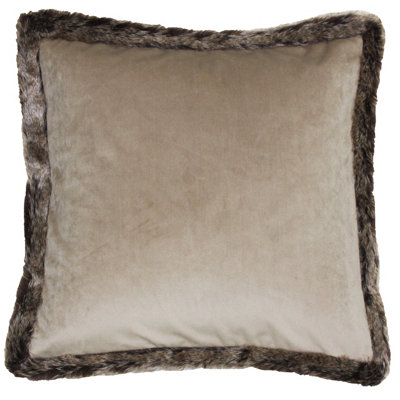 B&Q -  Kiruna Velvet Faux Fur Trim Cushion Cover