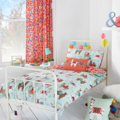 Little Furn. Llamarama Graphic Reversible Kids Duvet Cover SetToddler/juniorOrange from B&Q