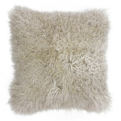 Paoletti Mongolian Sheepskin Feather Filled Cushion from B&Q