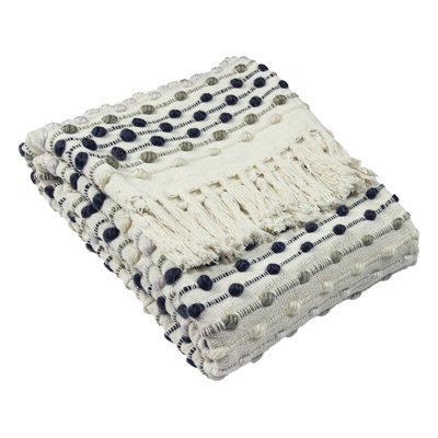 Furn. Dhadit Woven Tufted Striped Recycled Tasselled Throw