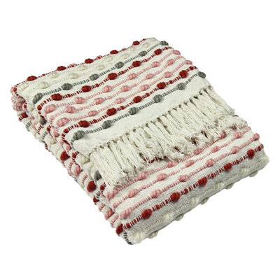 Furn. Dhadit Woven Tufted Striped Recycled Tasselled Throw
