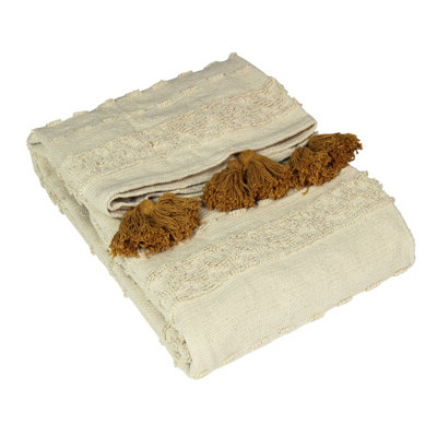 Furn. Boho Geometric Tufted Cotton Fringed Throw from B&Q