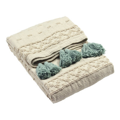 Furn. Boho Geometric Tufted Cotton Fringed Throw from B&Q