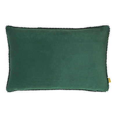 Furn. Cosmo Pom-Pom Rectangular Velvet Feather Filled Cushion from B&Q