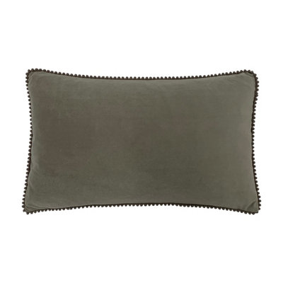 B&Q - Furn. Cosmo Pom-Pom Rectangular Velvet Feather Filled Cushion