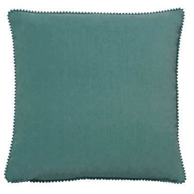 Furn. Cosmo Square Pom-Pom Velvet Feather Filled Cushion from B&Q