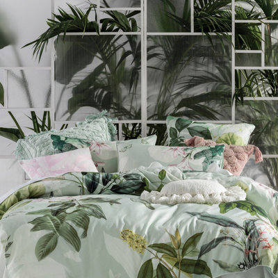 B&Q -  Glasshouse Cotton Printed Floral Pillowcase Pair
