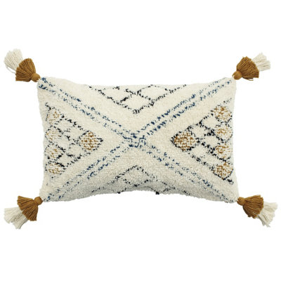 Furn. Atlas Global Tufted Cotton Feather Filled Cushion from B&Q