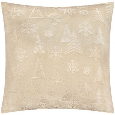 B&Q - Furn. Festive Time Embossed Fleece Polyester Filled Cushion 50Cm X 50CmNatural