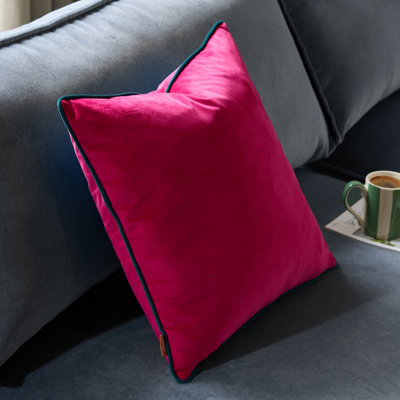 furn. Furn Meridian Velvet Cushion CoverRaspberry/teal45 X 45Cm from B&Q