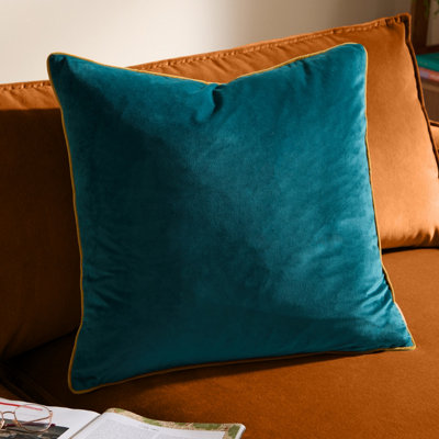 furn. Furn Meridian Velvet Cushion CoverTeal/ochre45 X 45Cm from B&Q