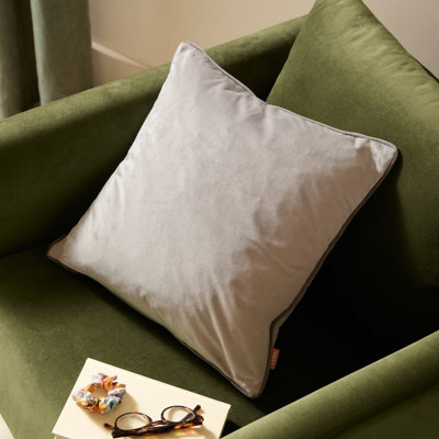 furn. Furn Meridian Velvet Polyester Filled Cushion, Grey, 45 X 45Cm