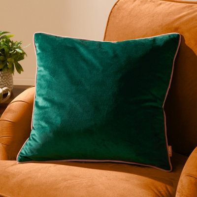 furn. Furn Meridian Velvet Polyester Filled CushionEmerald/blush45 X 45Cm from B&Q