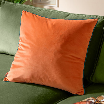 furn. Furn Meridian Velvet Polyester Filled Cushion, Orange, 45 X 45Cm