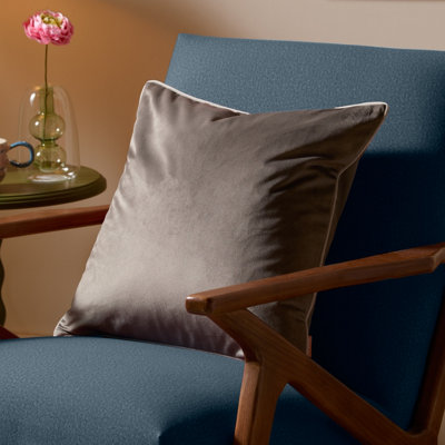 furn. Furn Meridian Velvet Feather Filled CushionCharcoal/dove45 X 45Cm from B&Q