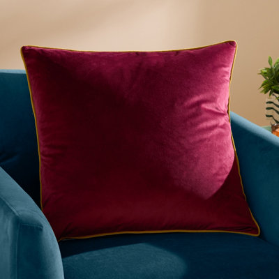 furn. Furn Meridian Velvet Feather Filled CushionMaroon/moss45 X 45Cm from B&Q