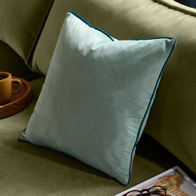 furn. Furn Meridian Velvet Feather Filled CushionMineral/teal45 X 45Cm from B&Q