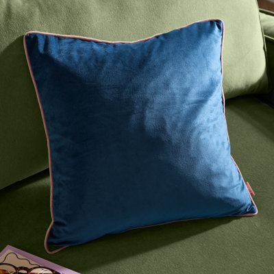 furn. Furn Meridian Velvet Feather Filled CushionPetrol/blush45 X 45Cm from B&Q