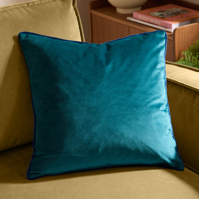 furn. Furn Meridian Velvet Feather Filled CushionTeal/navy45 X 45Cm from B&Q